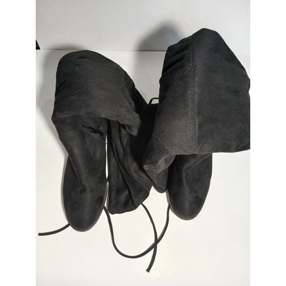 JG Women’s Black Over-the-Knee Boots Size 8.5 Faux Suede Stretch Fit Zip Closure